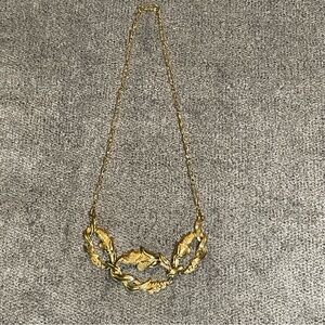 Monet Gold Tone Floral Pendant Necklace